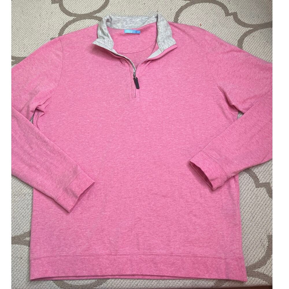 J. McLaughlin Men’s Pink 1/4 Zip Pima Cotton Pullover Sweater Size Medium